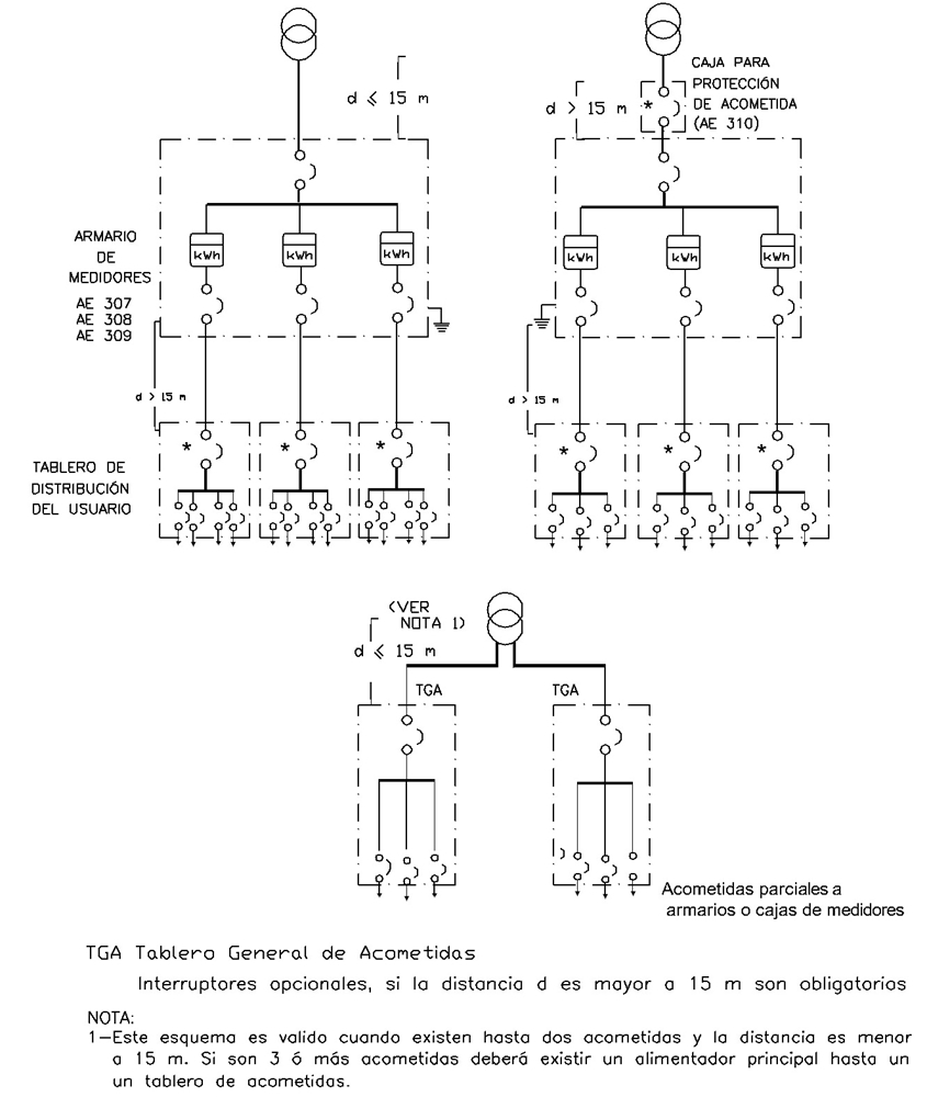 AE201-1 Diagramas Unifilares Para Acometidas De B.T. Desde ...